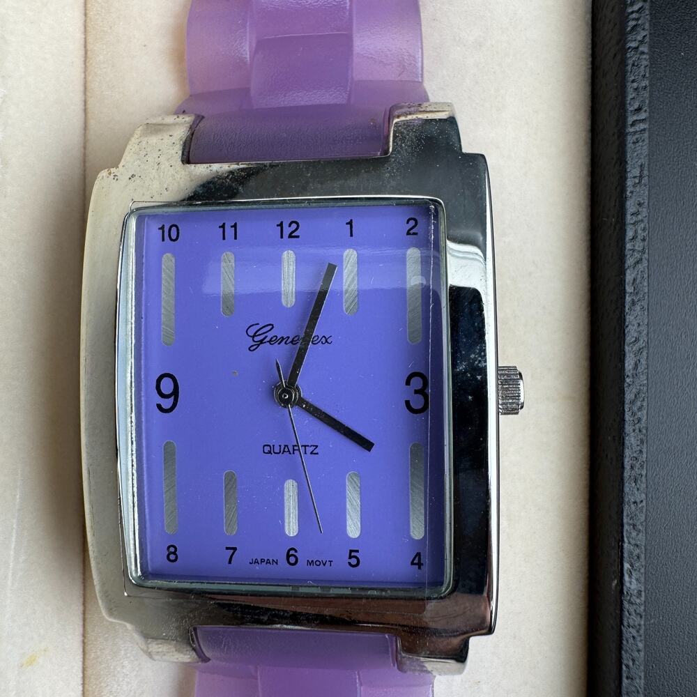 Genevex Limited Watch, Purple Dial, Jelly Band, Quartz, Box